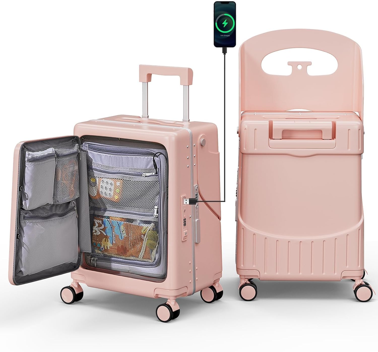 24" Ride-On CHECKED Luggage with Child Seat – Kids Travel Stroller Suitcase | 40L Large Capacity, USB Port & TSA Lock | Durable ABS+PC Hard Shell