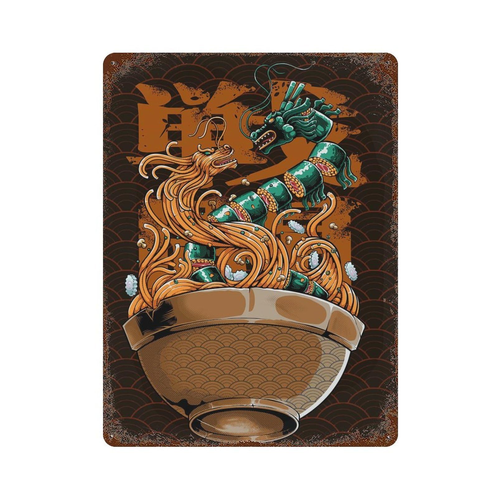 DRAGON BATTLES Retro Metal Sign 15.7"x11.8", Rustic Home Decor for Garage, Pub Or Kitchen
