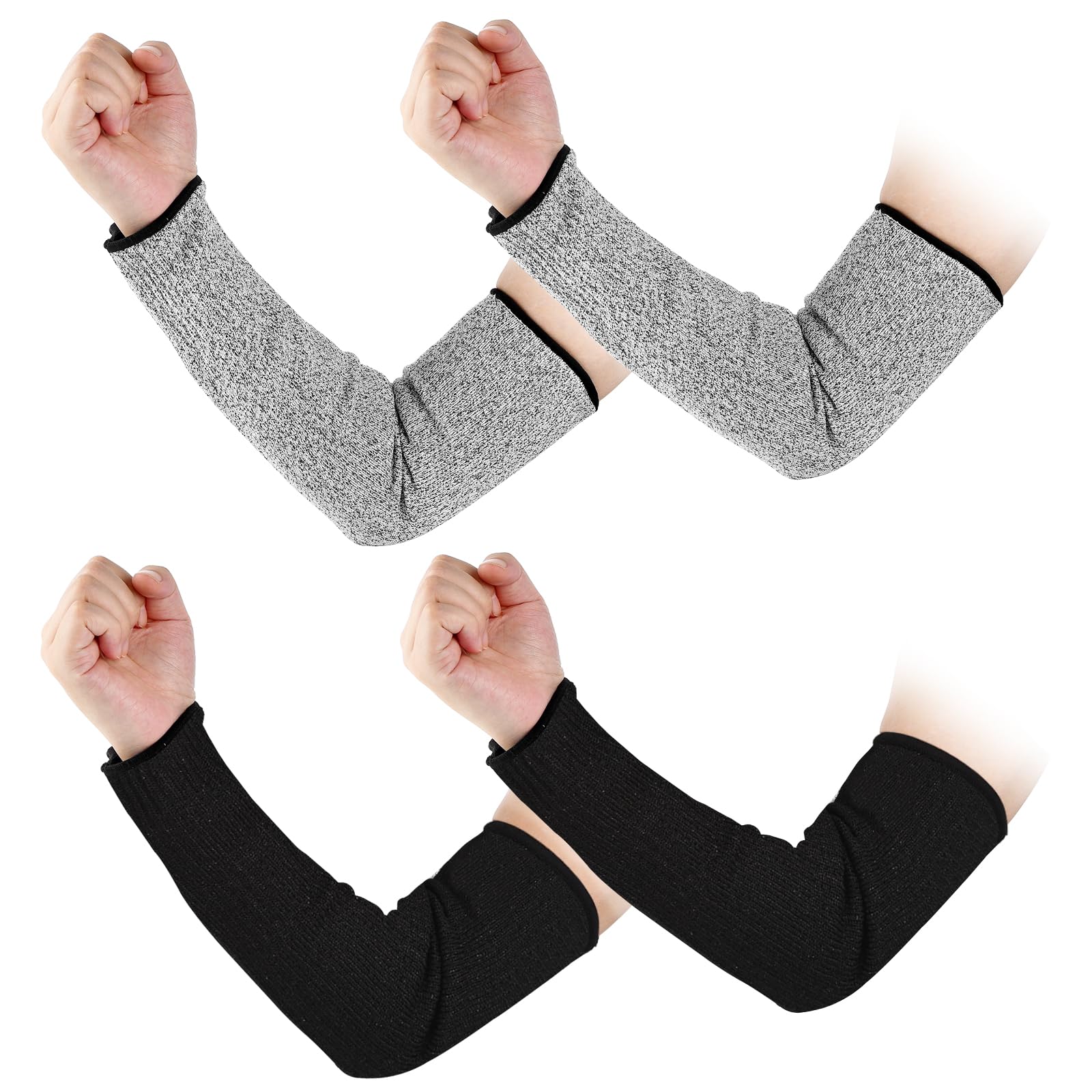 Funnytek 2 Pairs Arm Protection Sleeves, 41cm Cut Resistant Safety Arm Sleeves Work Arm Wrist Anti Cut Guard Bracers Protector Forearm Wrist Arm Protector Sleeve Gloves for Garden Kitchen Farm Work