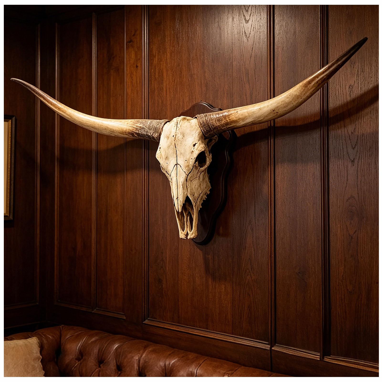 178 cm Escultura de Pared de Cráneo de Cuerno Largo, Decoración de Pared de Cráneo de Cuerno Largo Extragrande, Decoración de Pared de Cráneo de Vaca para Salón, Bar, Casa de Campo,Marrón