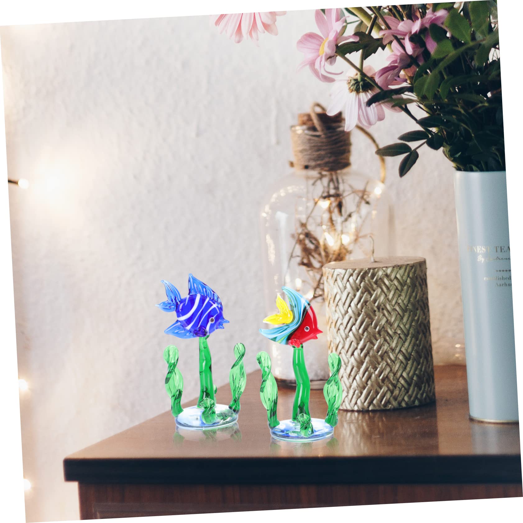 Happyyami 6piezas Figuritas De Pescado De Vidrio Decoración Acuática para Acuarios Adornos De Plantas Acuáticas De Decoración Miniatura para Hogar