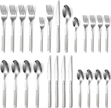 Silverware Set 20-Piece Stainless Steel Flatware Set for 4 Cutlery Utensil Sets Includes Forks Spoons Knives for Home Restaurant Hotel