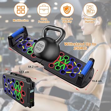 30 in 1 Pushup Board with Smart Counter Foldable Fitness Training System Electronic Press Up Board for Men & Women, Upper Body Shoulders, Chest, Back and Triceps