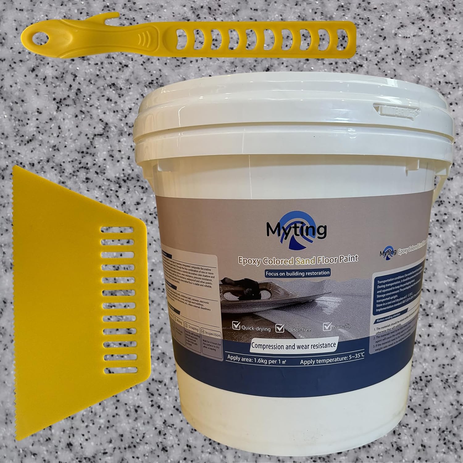 Epoxy Colored Sand Floor Paint, Epoxy Floor Paint High Gloss Marble Effect Coating for Indoor and Outdoor, Wear-resistant and non-slip Self-leveling Coating Light Gray 176OZ(5KG) Light Gray 176 Fl Oz (Pack of 1)