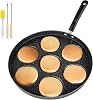 Pancake Pan, 7 Holes Non Stick Pancake Maker, 26 cm Egg Frying Pan Pancake Mould, Mini Pancake Maker Crepe Pan, Versatile Induction Pancake Pan with Turn Sticks and Brush