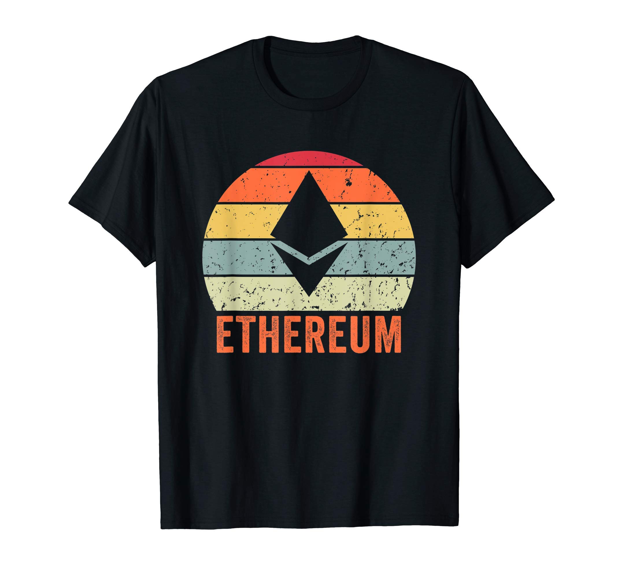 Ethereum Blockchain ETH Ether Cryptocurrency Retro Sunset T-Shirt