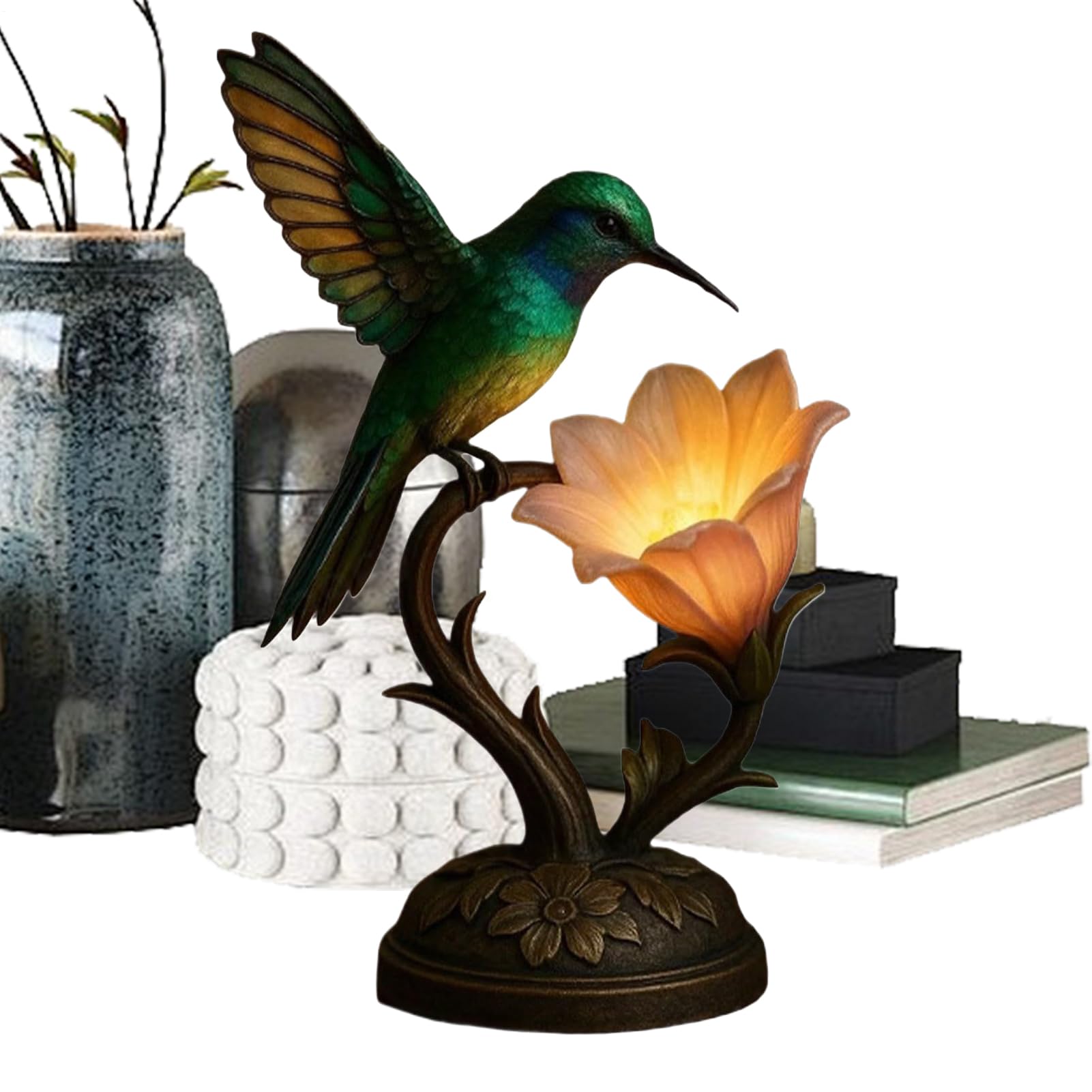 Flower Desk Lamp | Vintage LED Ambiance Lighting,Hummingbird Flower Warm Bedside Lamp - for Bedside Nightstand Living Room Study Office Women Birthday Housewarming Holiday