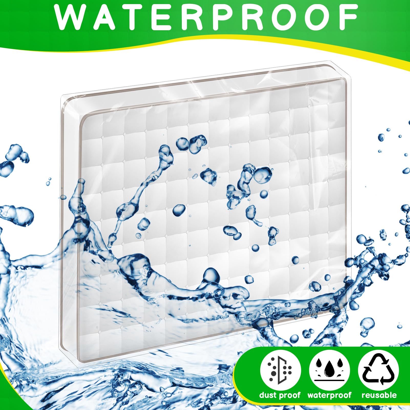 Coprimaterasso per trasloco, 2 coprimaterassi in plastica, impermeabili, king size, 240 x 200 x 35 cm, riutilizzabili, per riporre i materassi