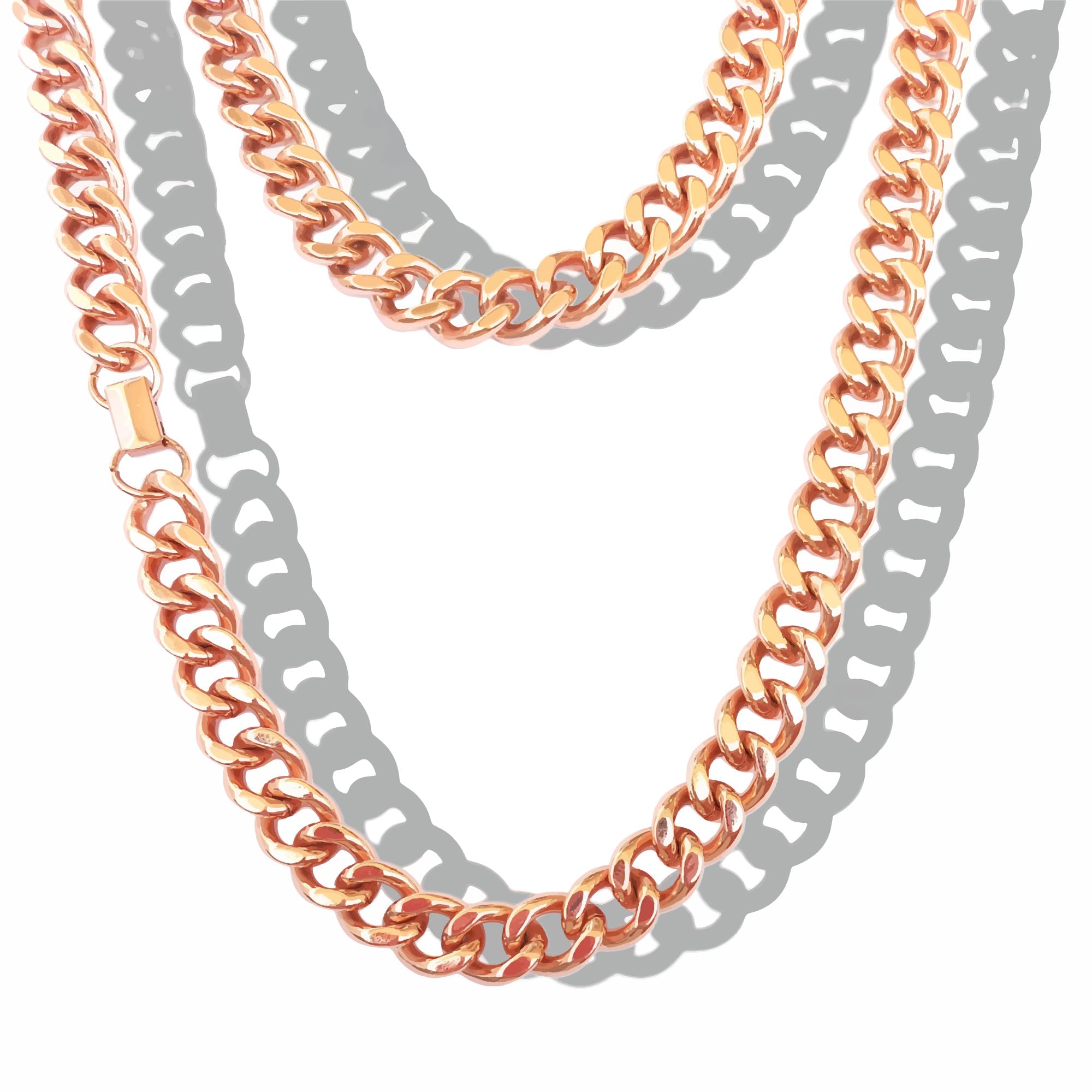 Copper Chain Necklace For Men & Women Heavy Solid Jewelry Chain 24" Unisex - 1 Heavy Solid Cuban Link Copper Chain - Gift for Men & Women