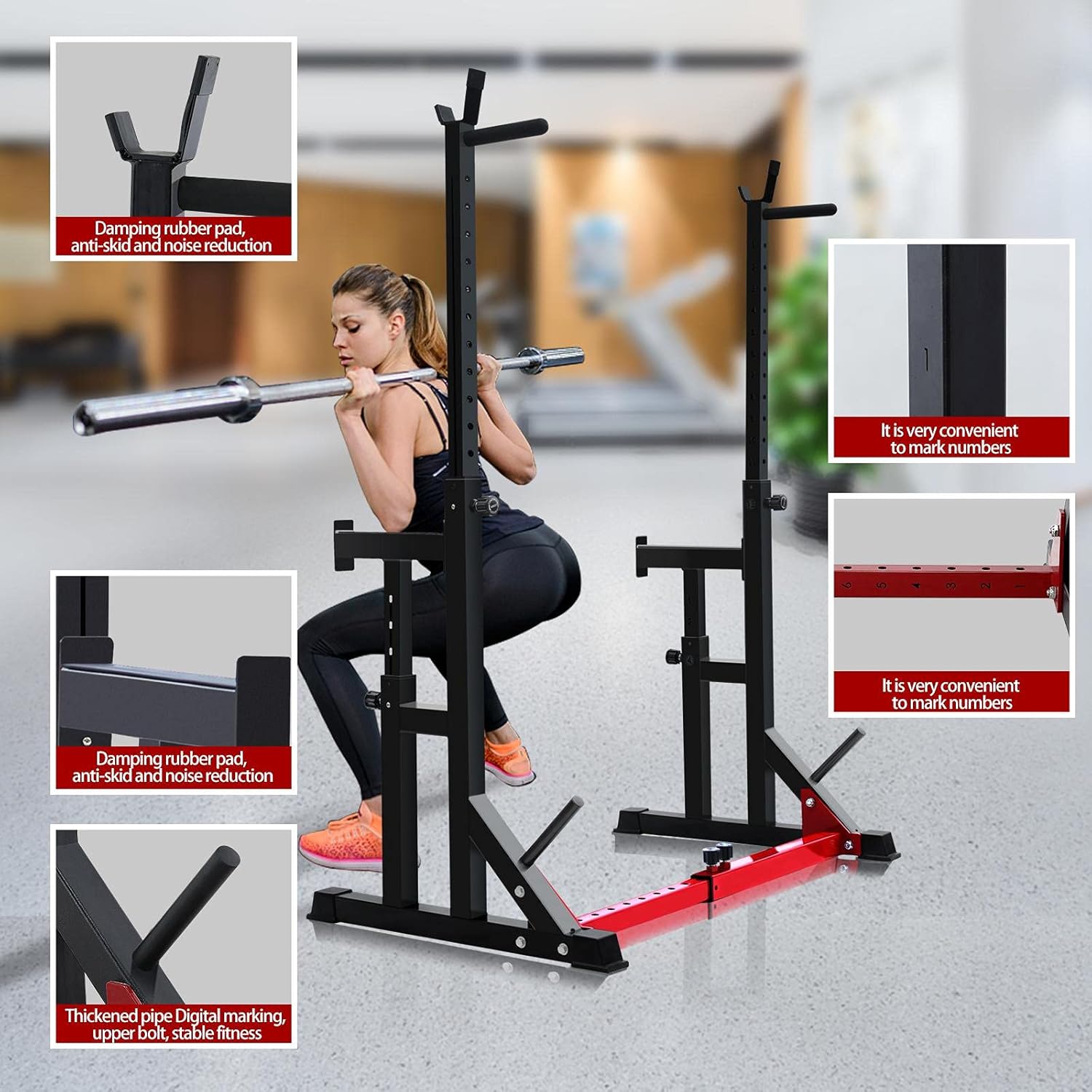 Multifunctional Barbell Rack 600LBS Capacity Barbell Weight Rack Home Gym Fitness Adjustable Squat Rack Weight Lifting Bench Press Push-ups : Sports & Outdoors