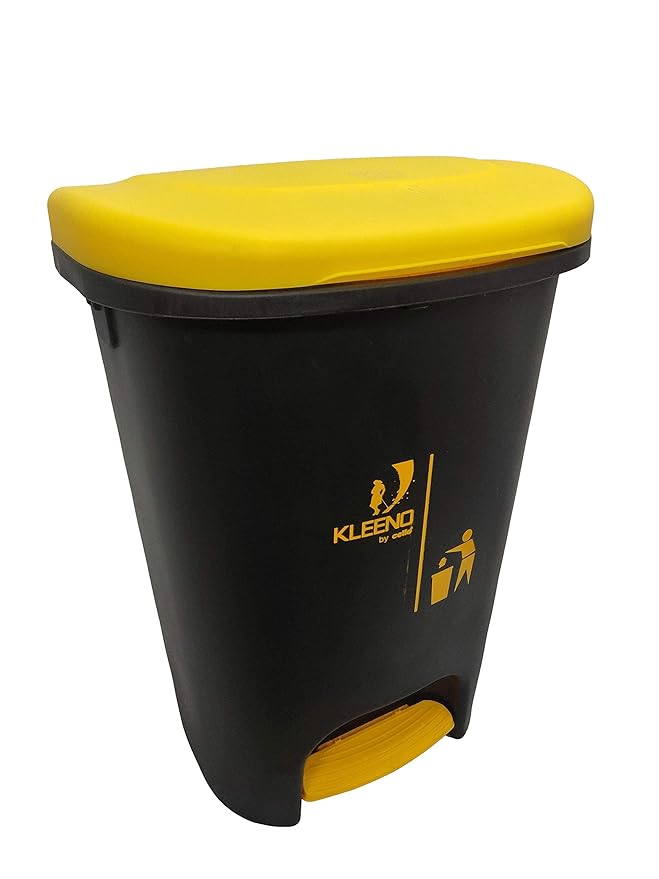 Cello Plastic Pedal Step-On Garbage Dustbin 50 Ltr, Black-Yellow at Rs. 943