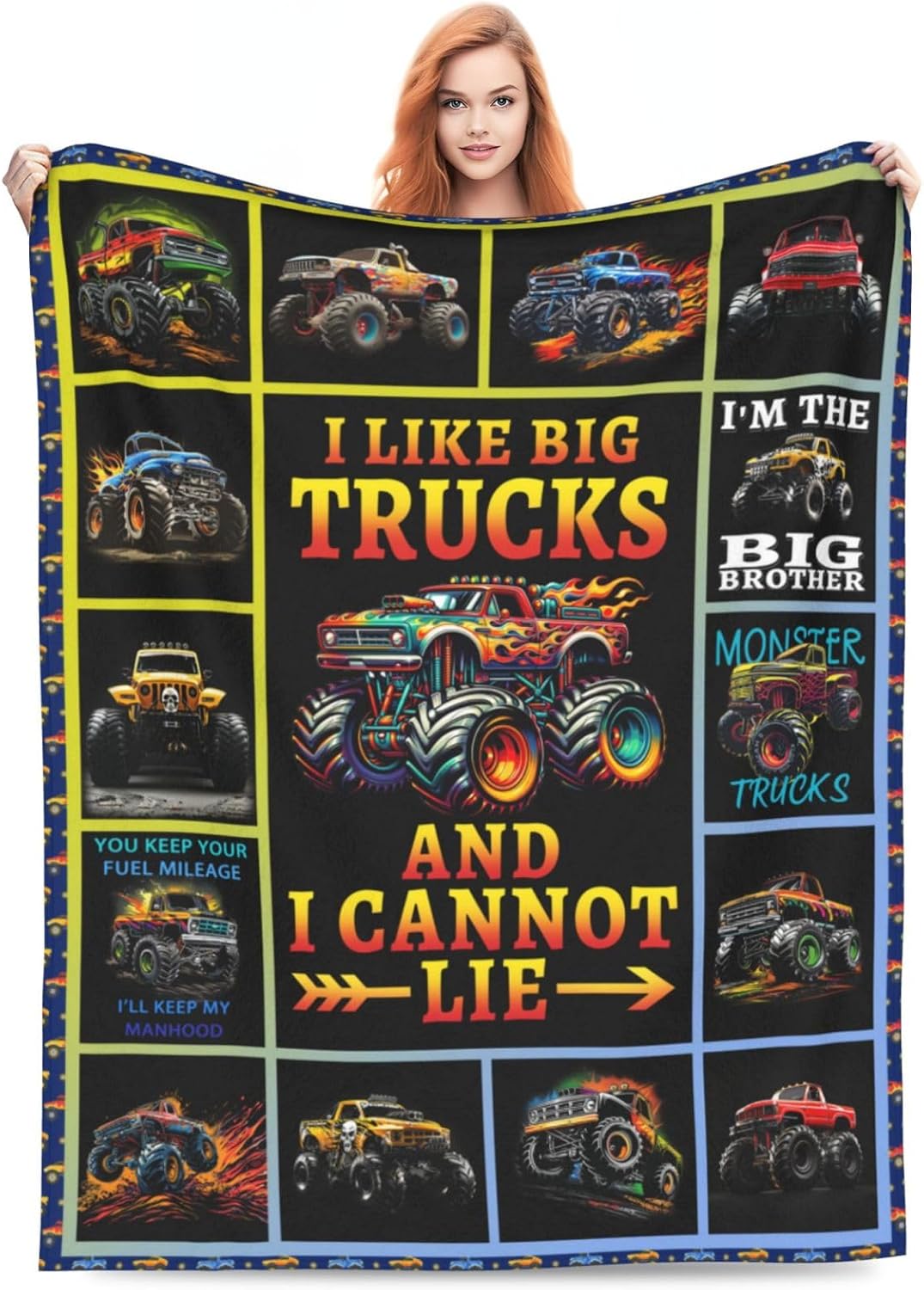 Truck Blanket Trucks Throw Blanket Truck Car Lover Gift for Boys Kids Room Decor Soft Warm Fleece Flannel Plush Blankets for Couch Sofa Bed 50"X60"