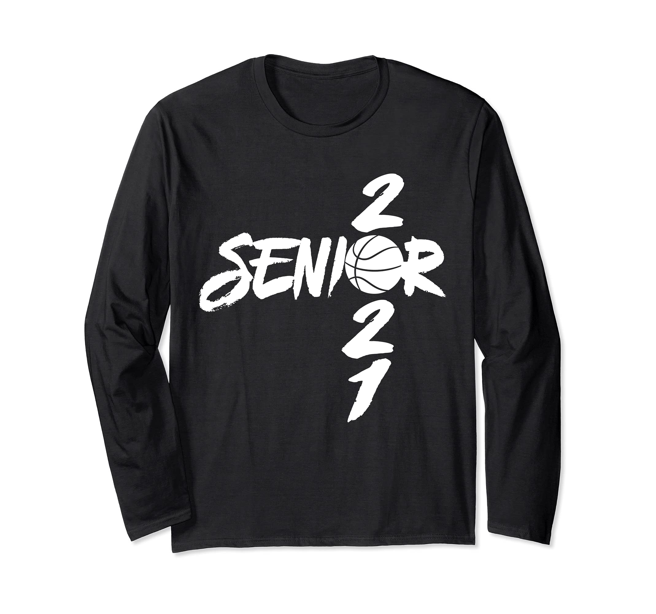 Graduating Class of 2021 Senior Basketball Team Player Long Sleeve T-Shirt, Black