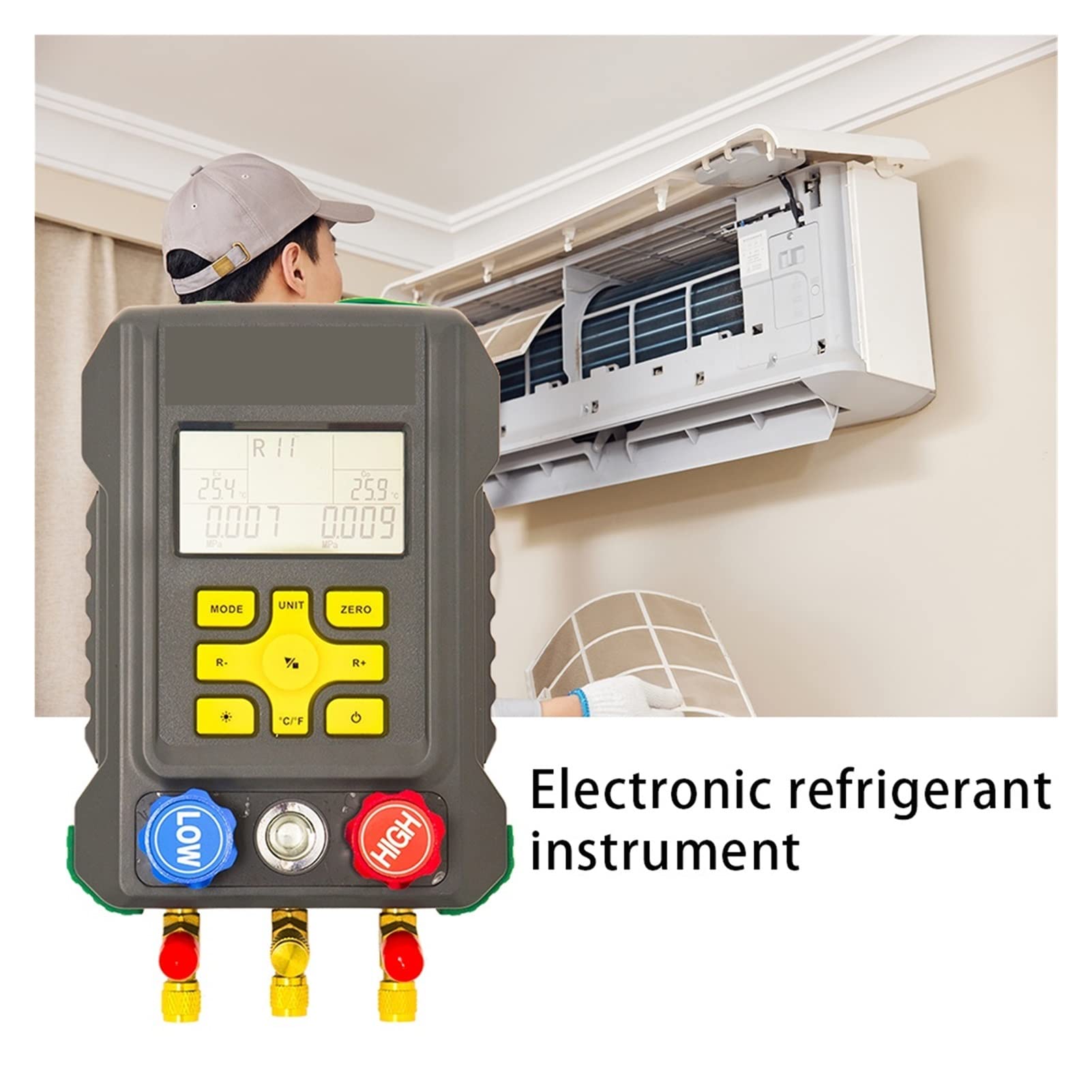 DY521 Digital Manifold Meter Refrigeration Vacuum Gauge Pressure Temperature Tester Air Conditioning Tools,Alta precisión(A)