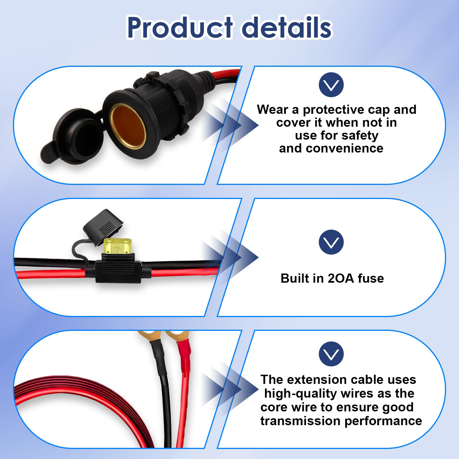 2 M 14 AWG - Presa Di Prolunga Impermeabile per Accendisigari Con