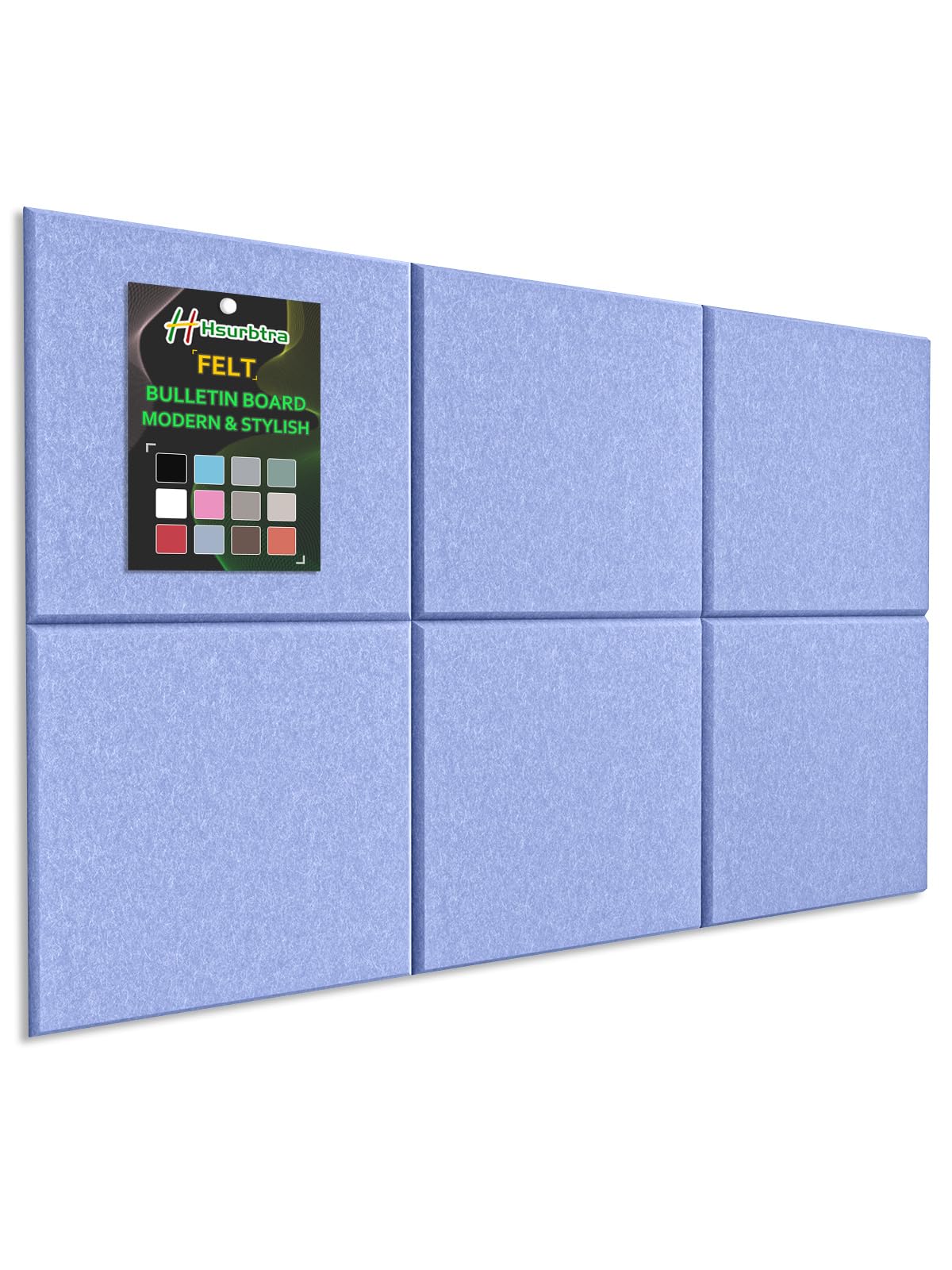 Hsurbtra Large Cork Board for Wall 36 x 24 Inch, 6 Pack Felt Bulletin Notice Board with Pushpins for Office Home School Farmhouse Wall Decor, Blue