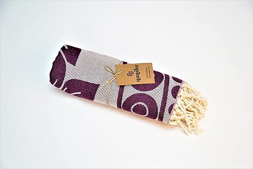 Miniatura 4 de Nanibu Flores Turkish Peshtemal - 100  algodón turco - Toalla de playa y baño - 40 x 70 pulgadas morado