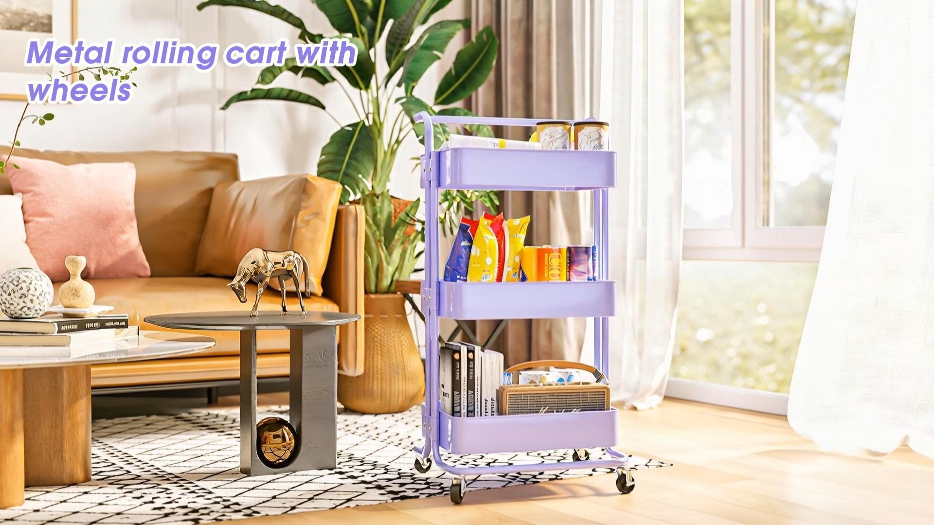 Amazon.com: Mzzelry Metal Rolling Storage Cart, 3-Tier Utility