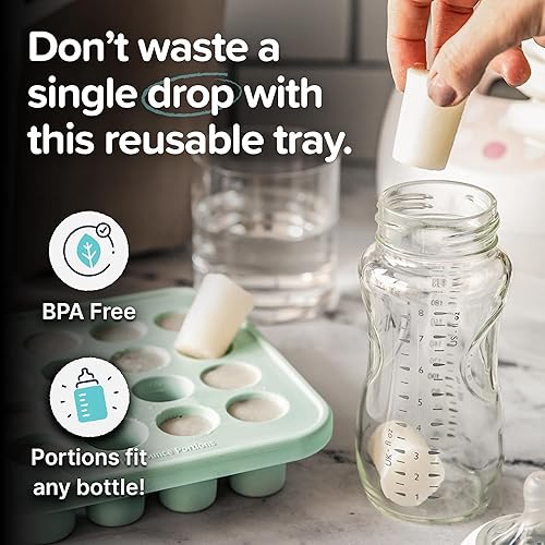 Miniatura 3 de MyMilk by Souper Cubes Bandeja de silicona de media onza, congela y almacena la leche materna y los alimentos para bebés, paquete de 2, se adapta a