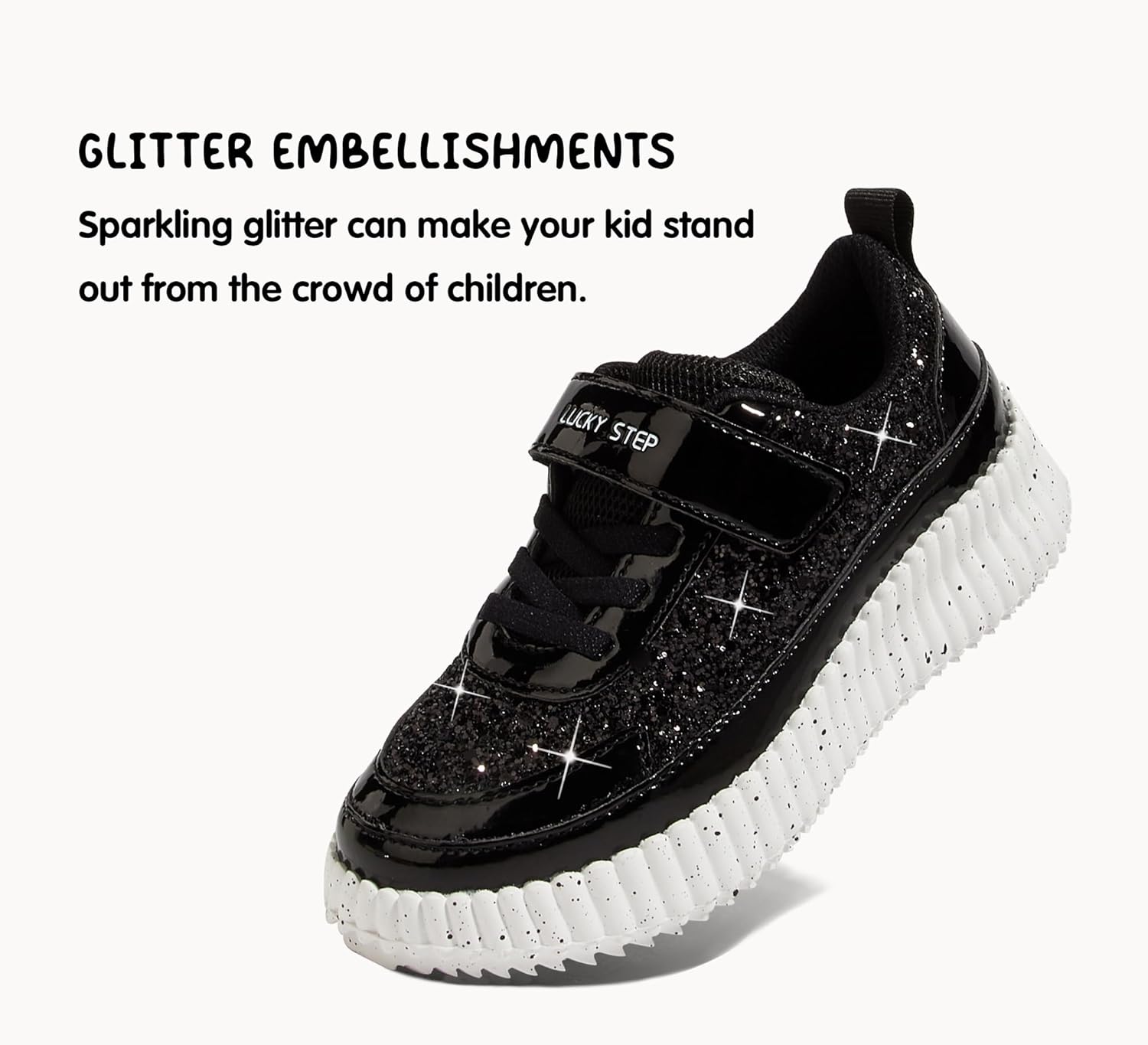 LUCKY STEP Kid's Glitter Running Sneaker Sparkly Braided Shiny Bling Princess Shoes School Athletic Walking Shoes for Children/Boys/Girls - Image 2