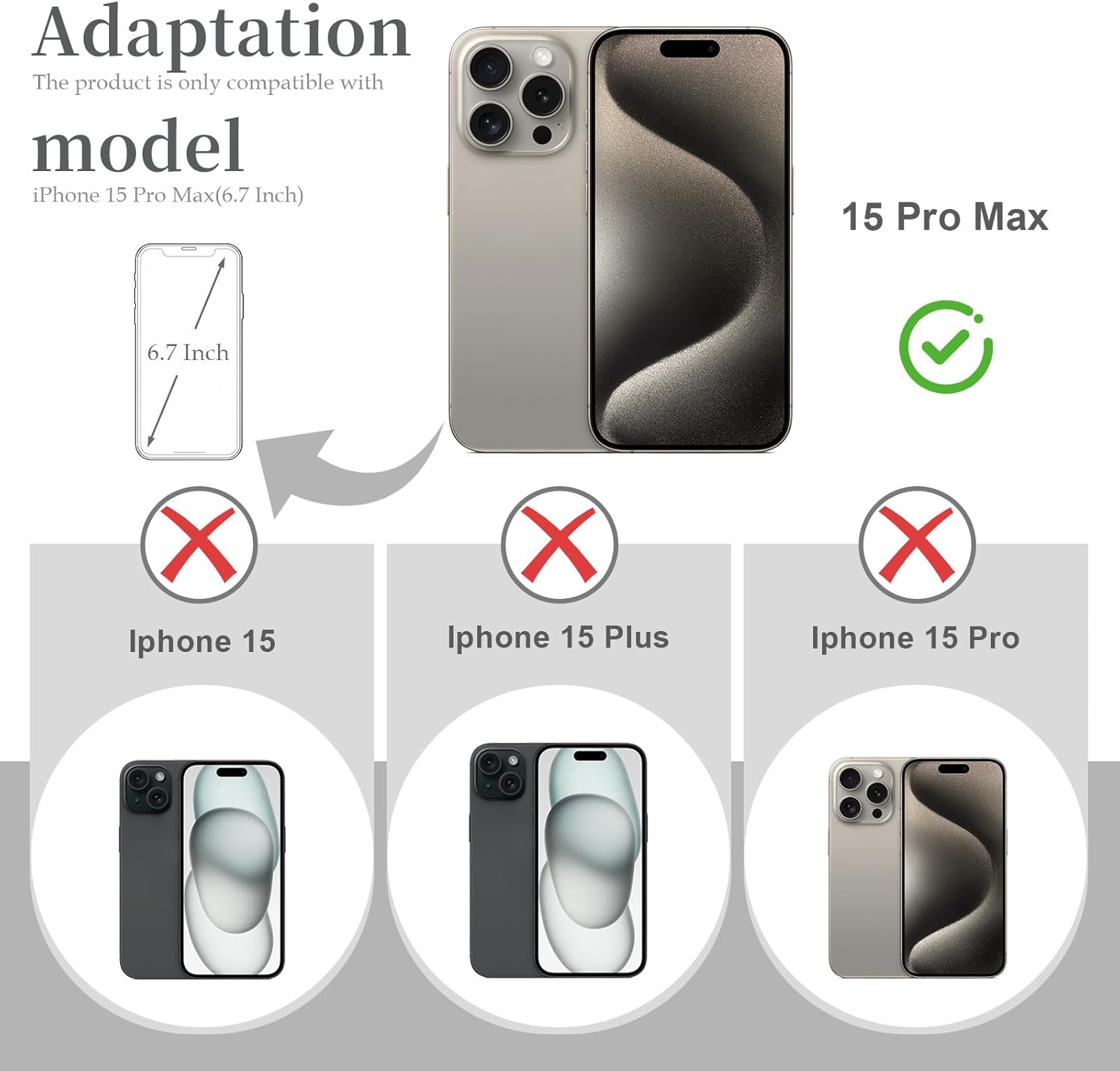 Back Glass Replacement for iPhone 15 Pro Max(6.7 inches,Natural Titanium) Integrated Glass & Wireless Charging Repair Tools are Included