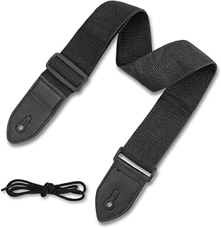IBEIKE Adjustable Guitar Strap - Soft Comfortable Guitar Shoulder Strap with Leather Ends, Suitable for Acoustic Bass and Electric Guitars Accessories, Black 80-138cm