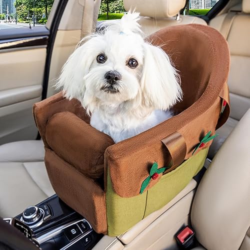 HIFUAR Asiento elevador para automóvil para mascotas, reposabrazos para perros pequeños, asiento elevador para automóvil, consola media, asiento de
