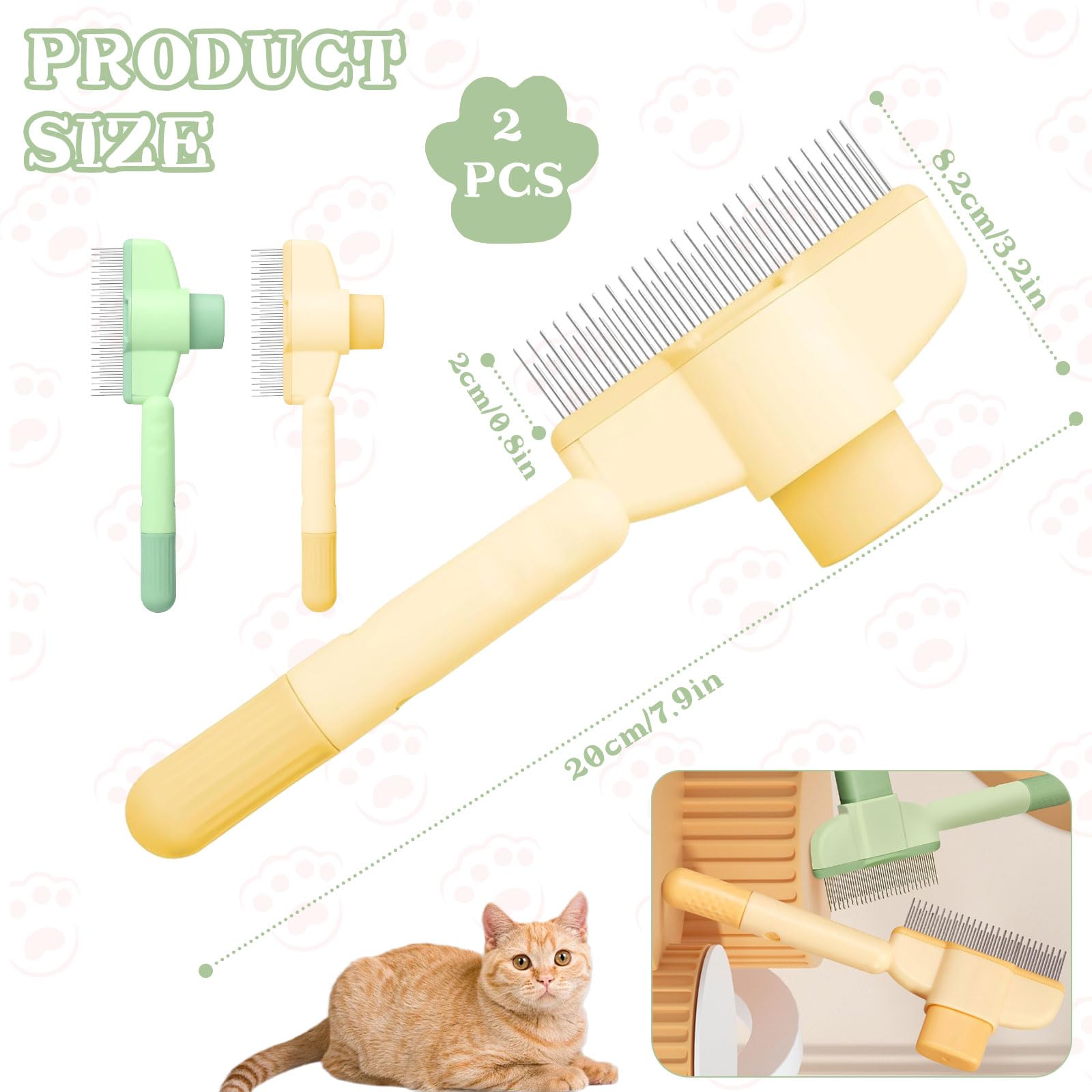 Srup Pack of 2 Self-Cleaning Cat Comb, Cat Dog Flea Comb, Self-Cleaning Pet Flea Comb - Image 2