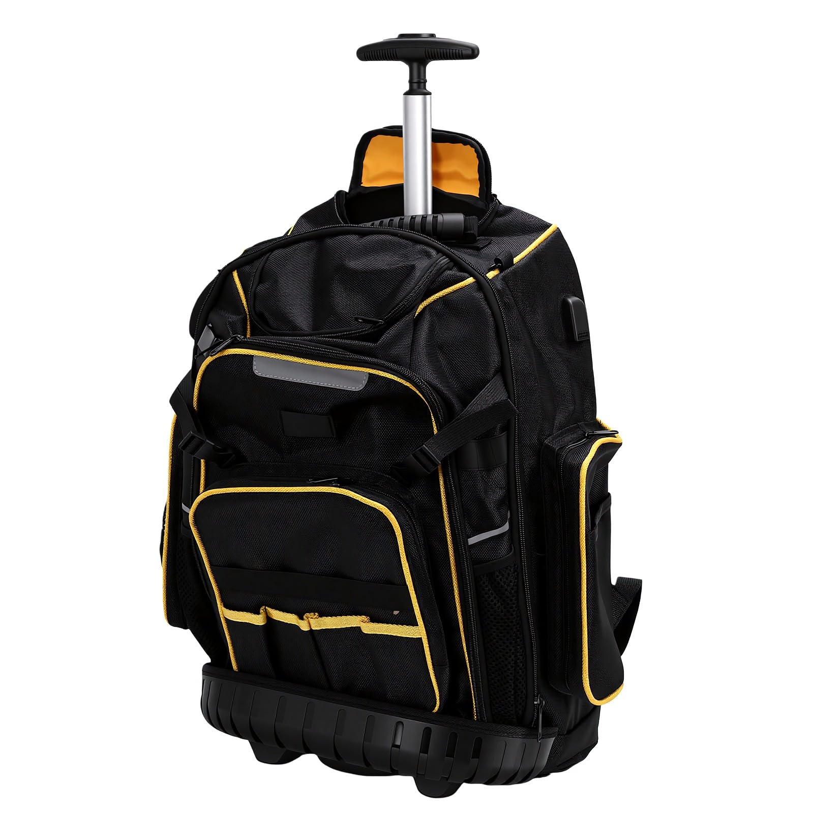 Zunate Mochila para Herramientas con Ruedas Resistente con Base Moldeada Dura, Bolsa de Herramientas con Ruedas para Electricista, Fontanero, Técnico de HVAC, Mochila para con 2 en 1, Resistente Al