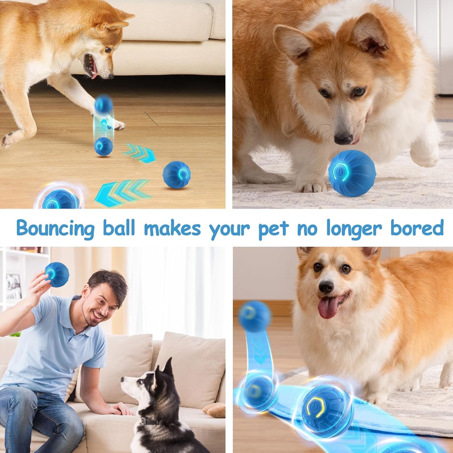 YXtecd 2025 New Interactive Dog Toys, Automatic Moving Dog Toy Vibrating Dog Ball, Rechargeable Bouncing Ball for Dogs, Shaky Ball Toy for Dogs for Small, Medium, Large Dogs(Orange)