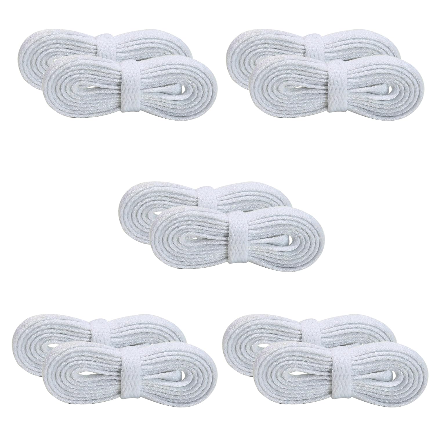 ZEACCT10 Pack White Athletic Shoelaces – Premium Replacement Laces for Trainers & Casual Shoes, Durable Round Cotton Laces for Sneakers & Flats