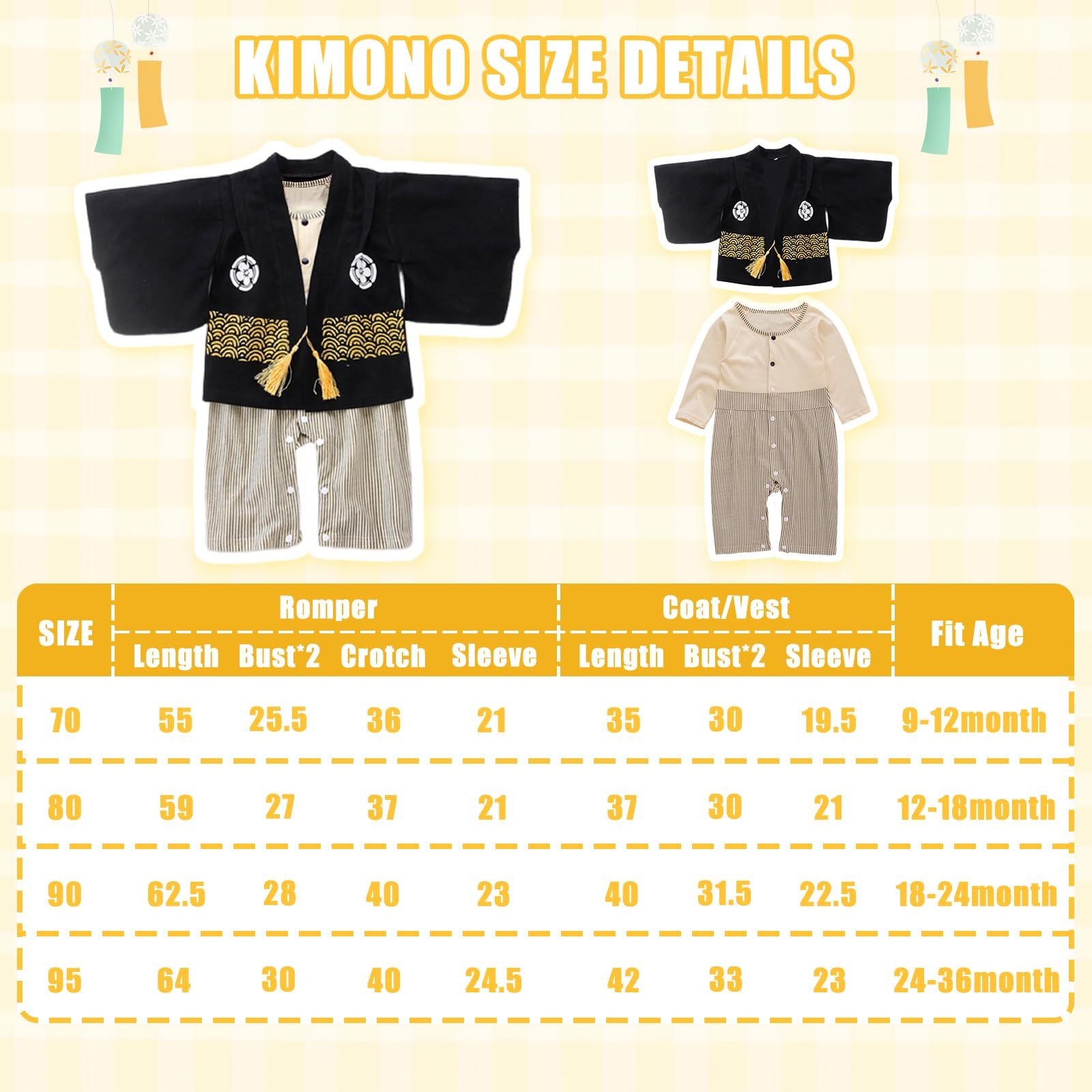 Kimono Bébé Cosplay Bebe,Déguisement Japonais Carnaval pour Bebe Garçons et Filles,Ensemble en Coton à Manches Longues pour Bébé Toddler,avec 2 Paires de Chaussettes