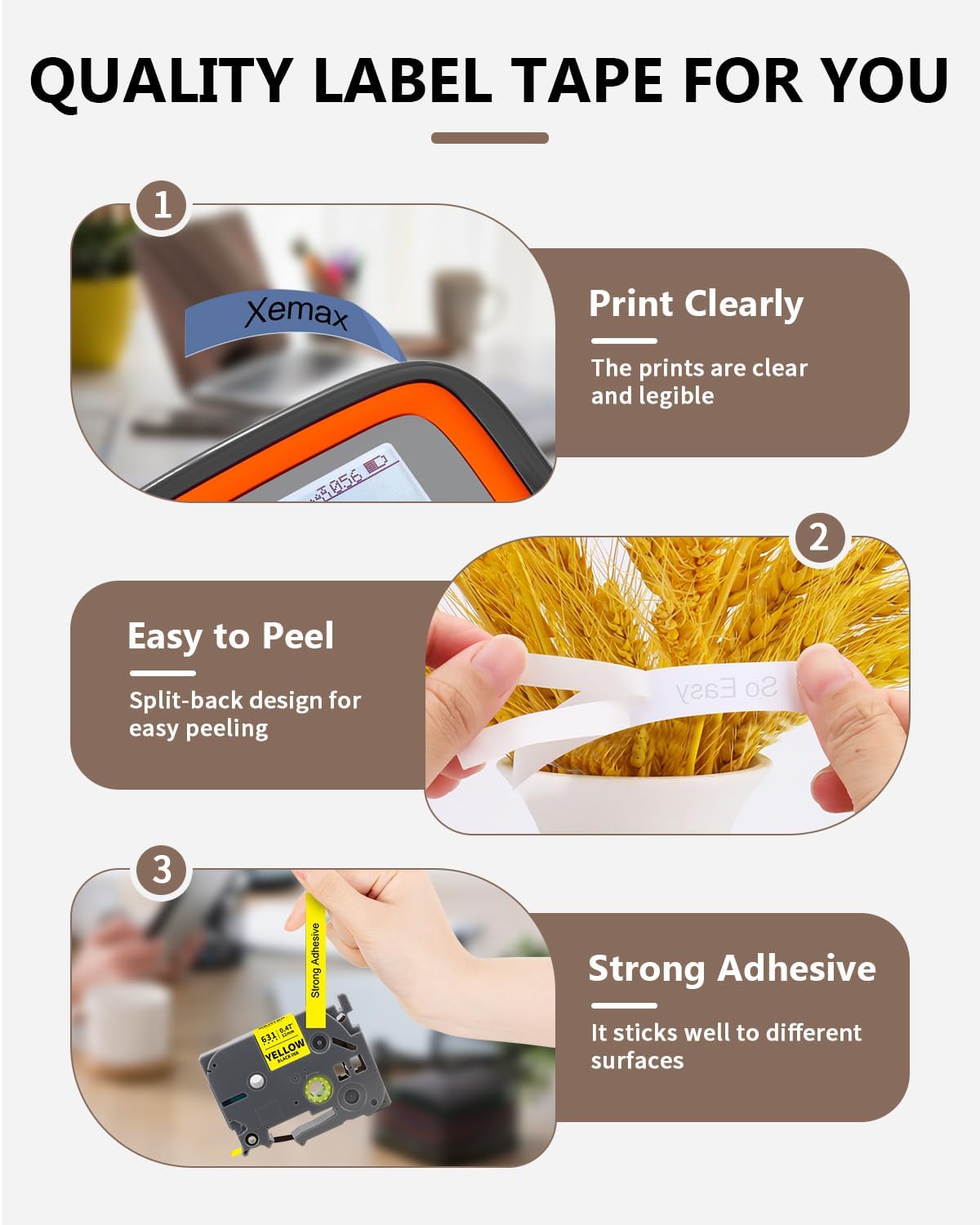 6-Pack Tze 12mm 0.47" Laminated Multi-Color Tz Tape Compatible with Brother P Touch Colored Label Tape Tze 131 231 431 531 631 731 Work for PTouch PT-H110 PT-D210 D220 D400 1290 Label Makers - Image 6