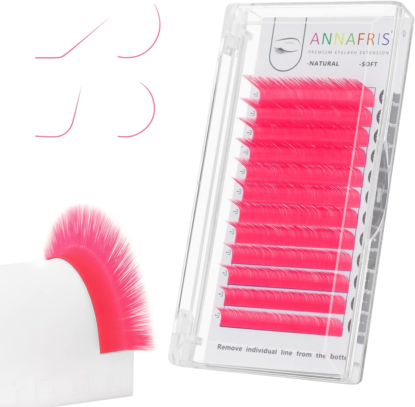 ANNAFRIS Colorful Individual False Eyelashes Pink 0.07 C 8-15mm Mix Pink Color Volume Individual Eyelash Extension Classic Single False Lash(Pink 0.07C 8-15mm)
