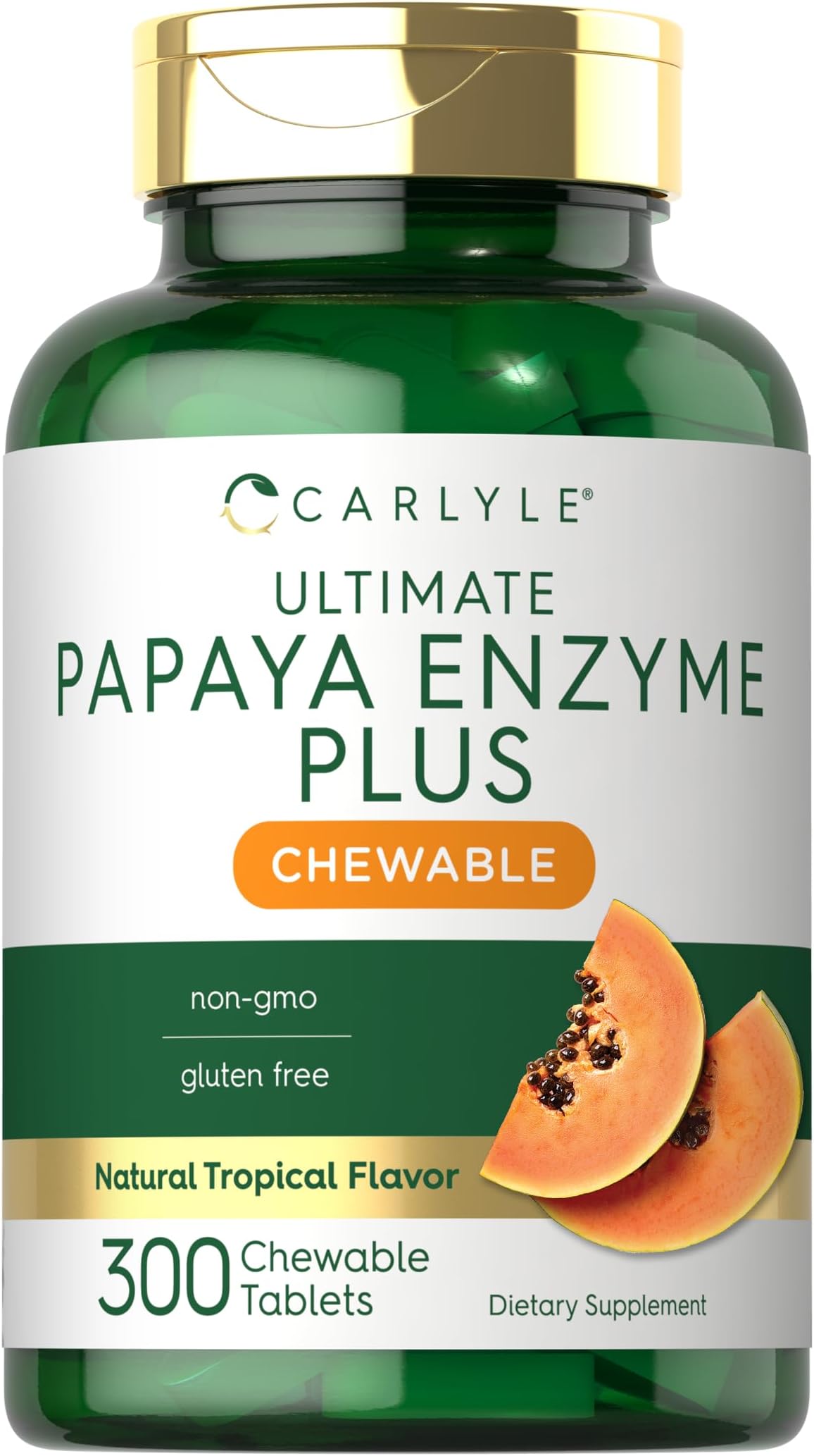 Papaya Enzyme Chewable Tablets | Vegetarian, Non-GMO, Gluten Free Formula | Tropical Flavor