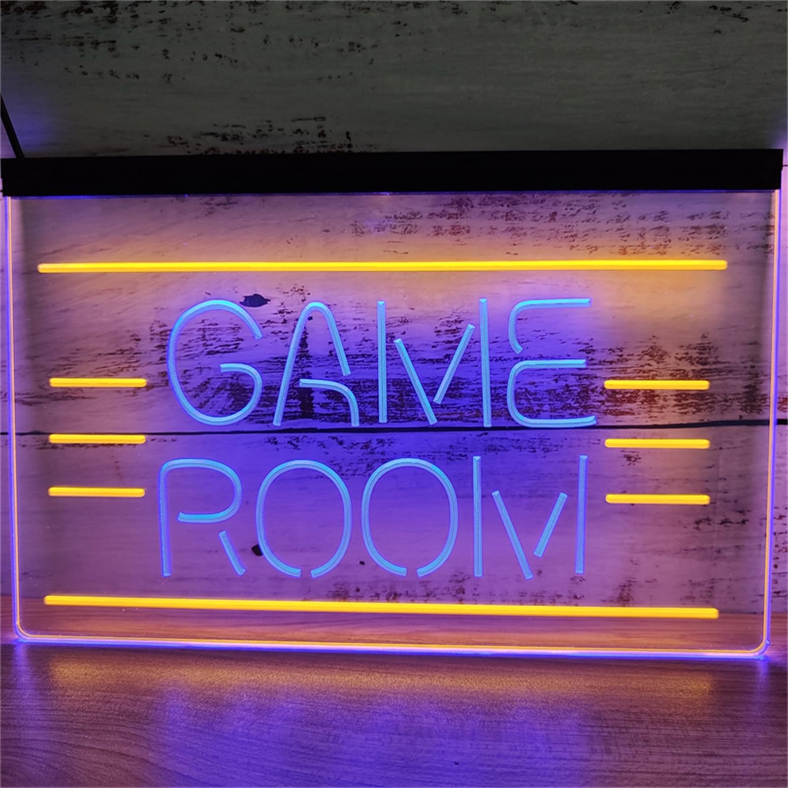 Insegna al neon a LED per sala giochi, cartellone pubblicitario per la stanza, luci al neon con display a due colori, decorazione da parete luci notturne dimmerabili tramite USB,Green blue,40x30cm