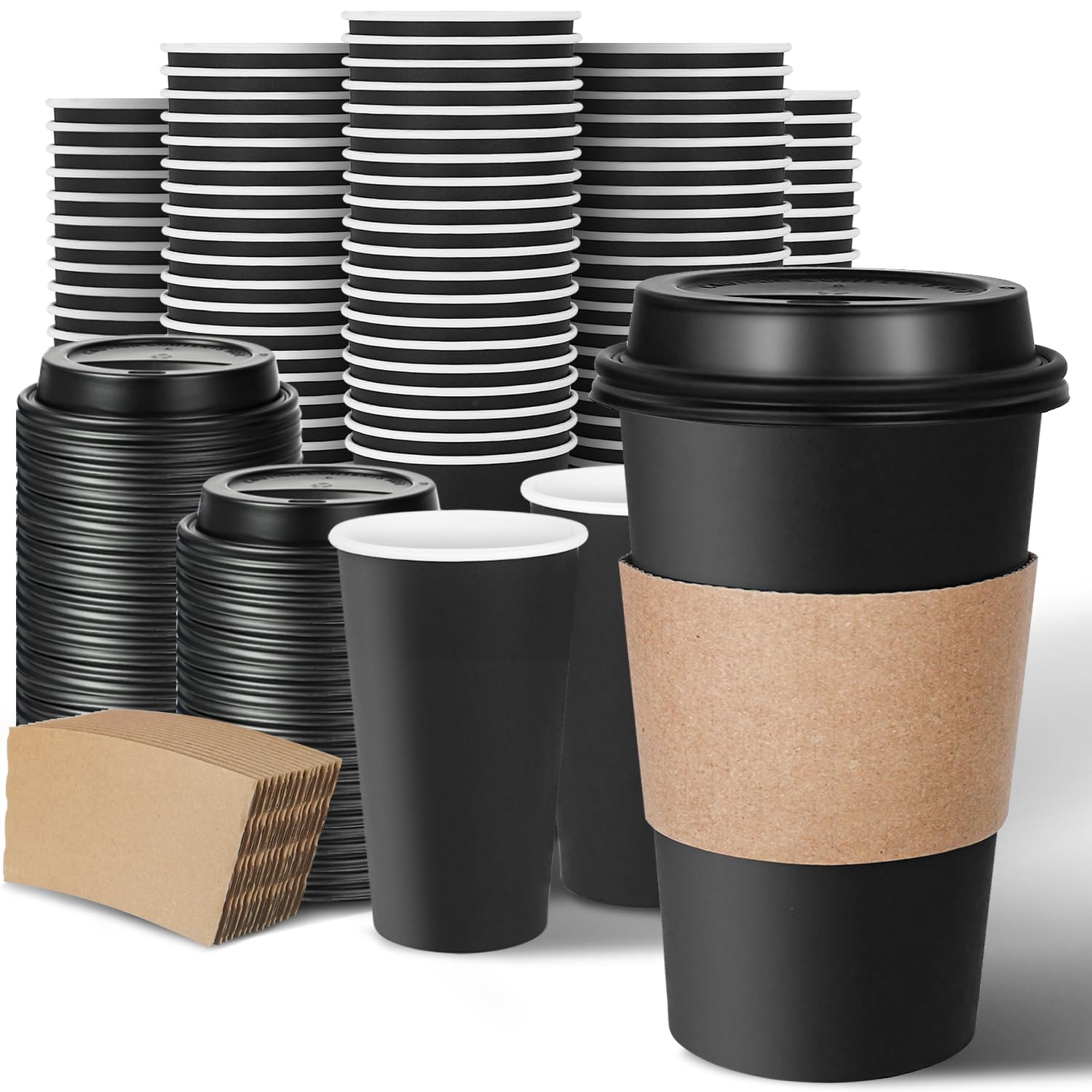 Tasses à café jetables avec couvercles de 473,6 g pour boissons chaudes maison