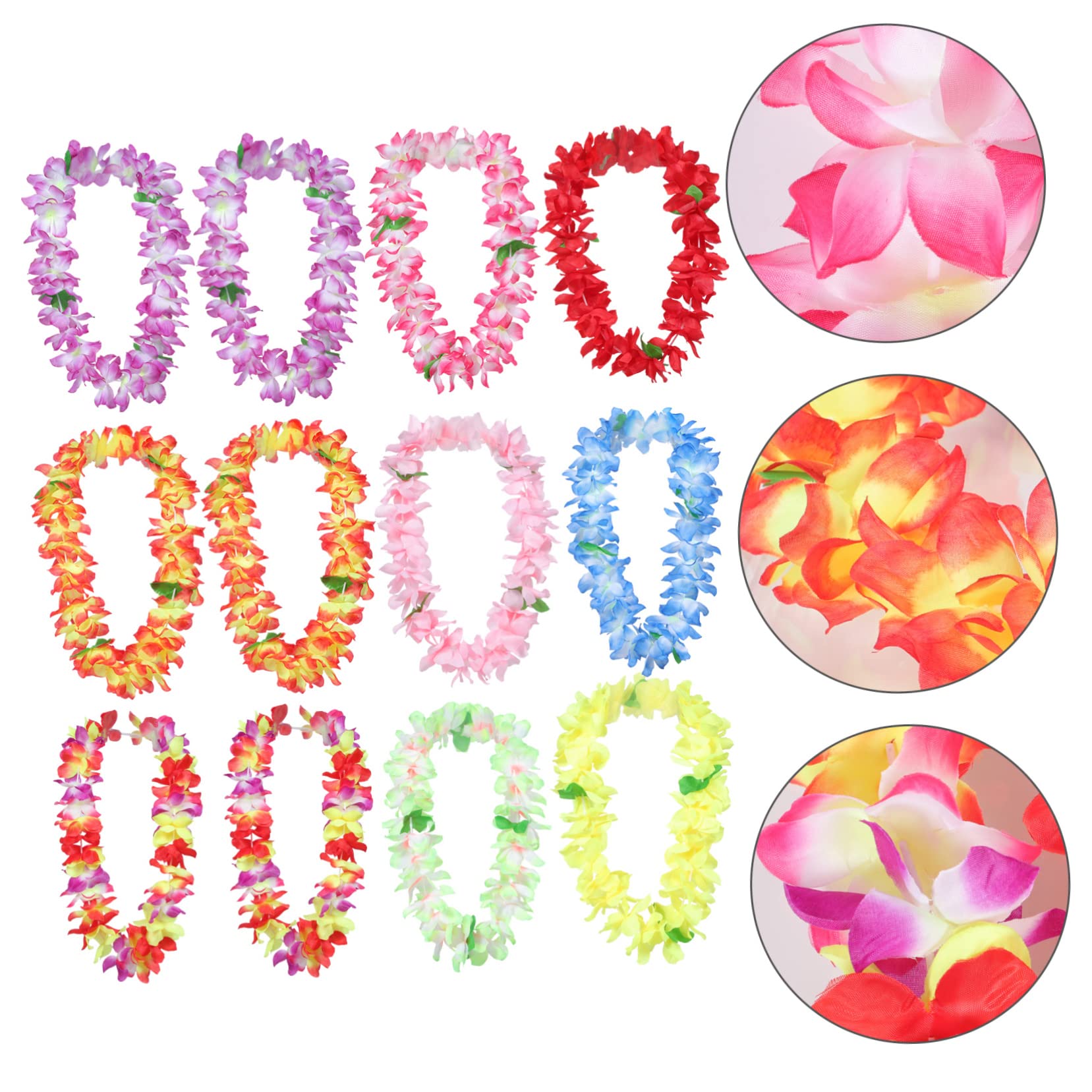 ABOOFAN Collana Hawaiana per Feste Spiaggia 12 Unitá, Materiale Tessuto e Plastica, Riutilizzabile e Multifunzionale, Accessorio Handmade Fiori Naturali per Adulti