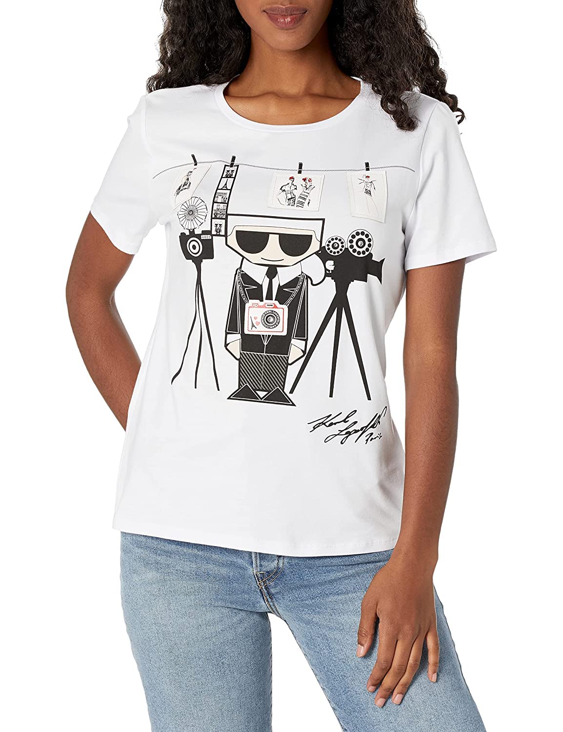 Karl Lagerfeld Paris womens Short Sleeve Photographer Karl Tee T-Shirt