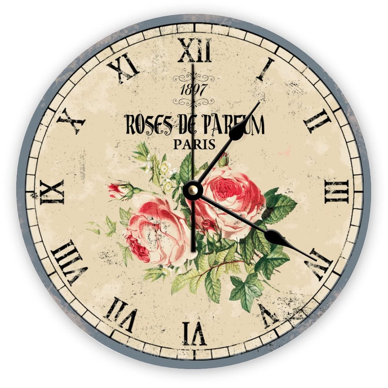Horloge murale en bois Mighun 38 cm style shabby chic Paris