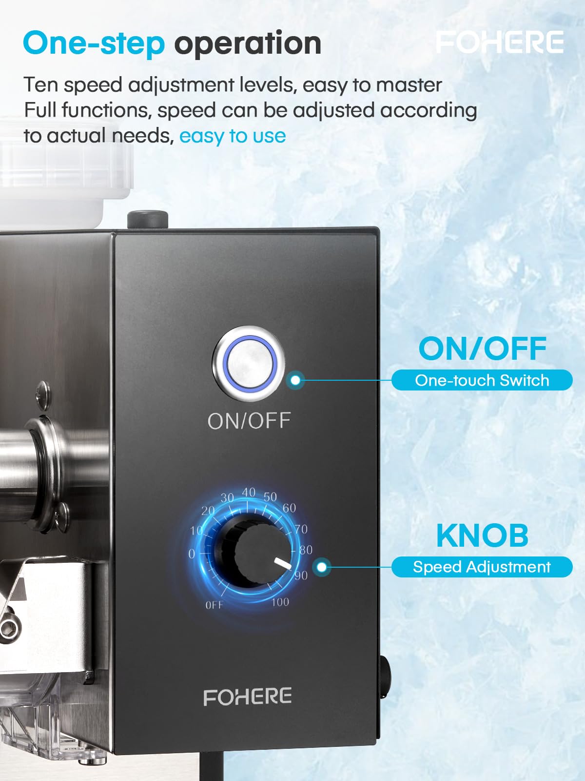 FOHERE Máquina de Hielo en Forma de Copos de Nieve 80kg/24h | Máquina para Raspar Hielo Acero Inoxidable Sistema de Enfriamiento por Líquido para Rápida Disipación del Calor para