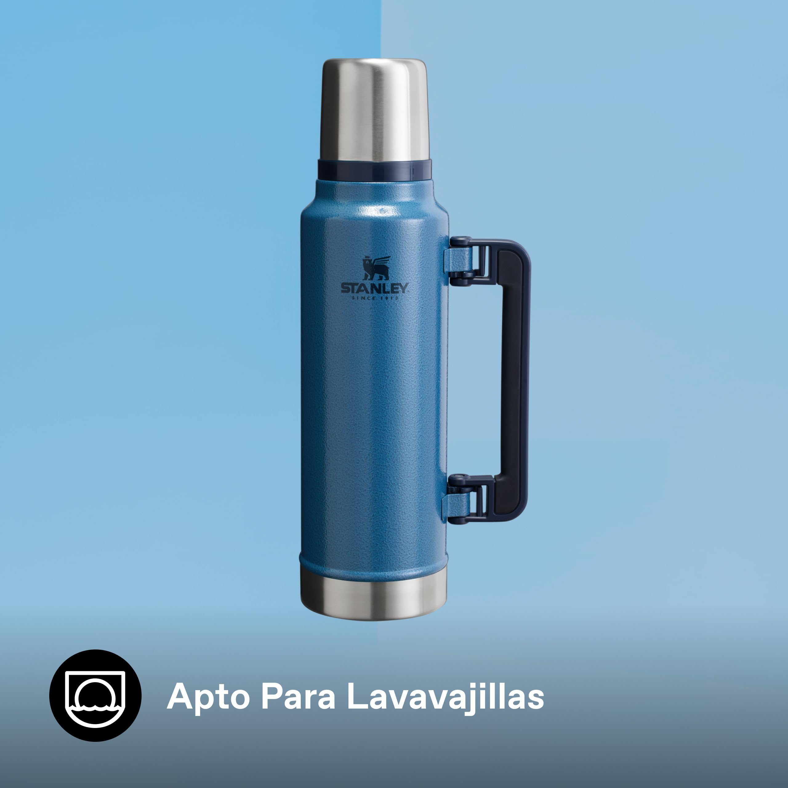 Stanley Classic Legendary Botella Termica 1.4L - Mantiene el Calor 40 Horas - Frío 35 Horas - Termo Cafe - Cantimplora Acero Inoxidable - Sin BPA - Apto Para Lavavajillas - Hammertone Lake