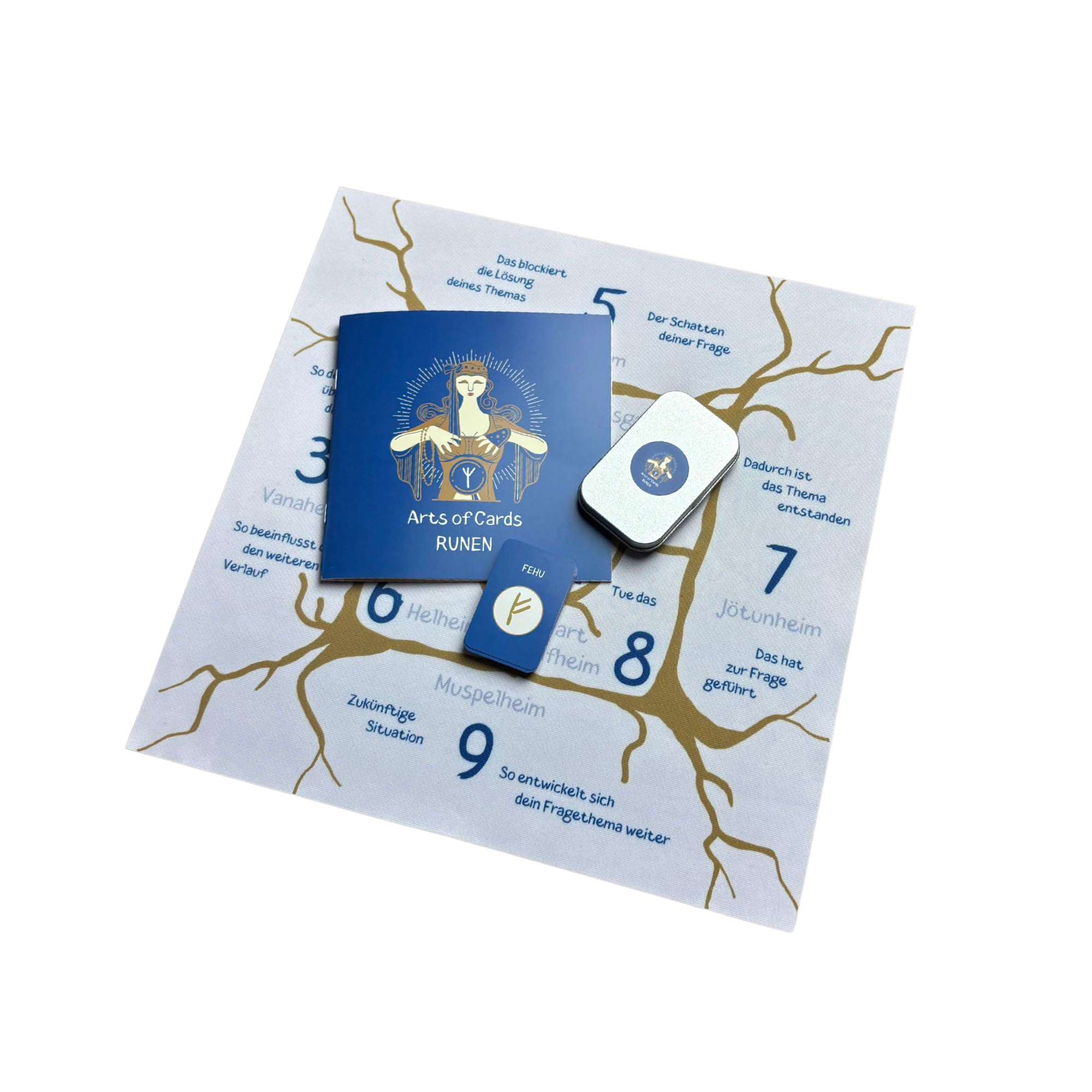 Runen Orakel Set Runenkarten Runentuch und Booklet mini Karten und Tuch