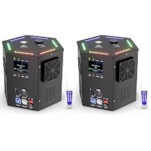 2 Pack 700W Upgraded Hexagon Stage Machine with 42 * 0.2W LED Ambient, DMX512 & Remote Controlled Stage Machine, Stage Equipment for Wedding Musical Show, Outdoor, Ending Ceremony,Black