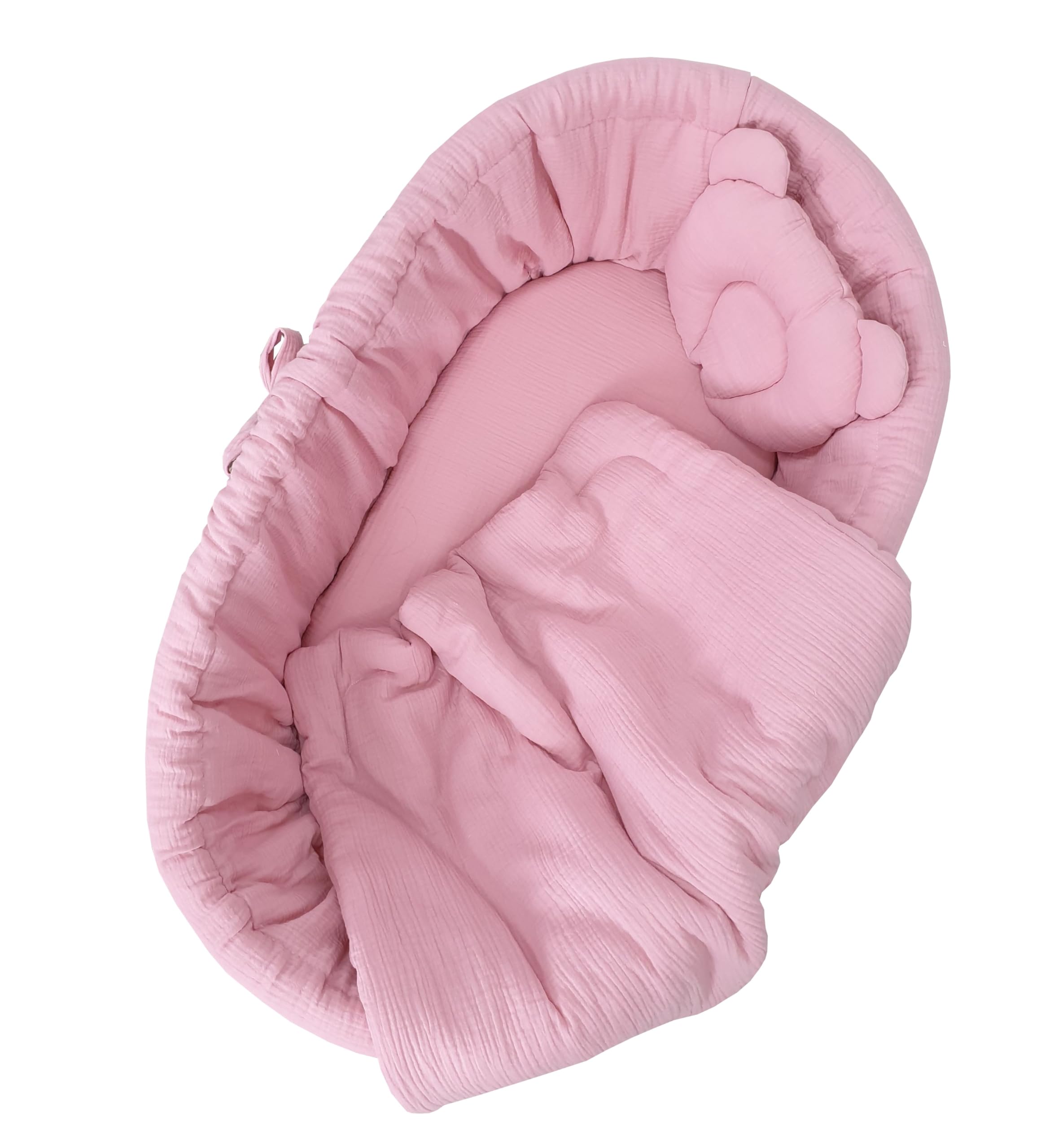 IRENEUSZ ZYGMUNT WICKER WOOD BABY 2000 EU Komplet pościeli dla niemowląt i dzieci, pościel z muślinu do łóżeczek dziecięcych, poszwa na kołdrę z lakierami w kolorze różowym - różowym