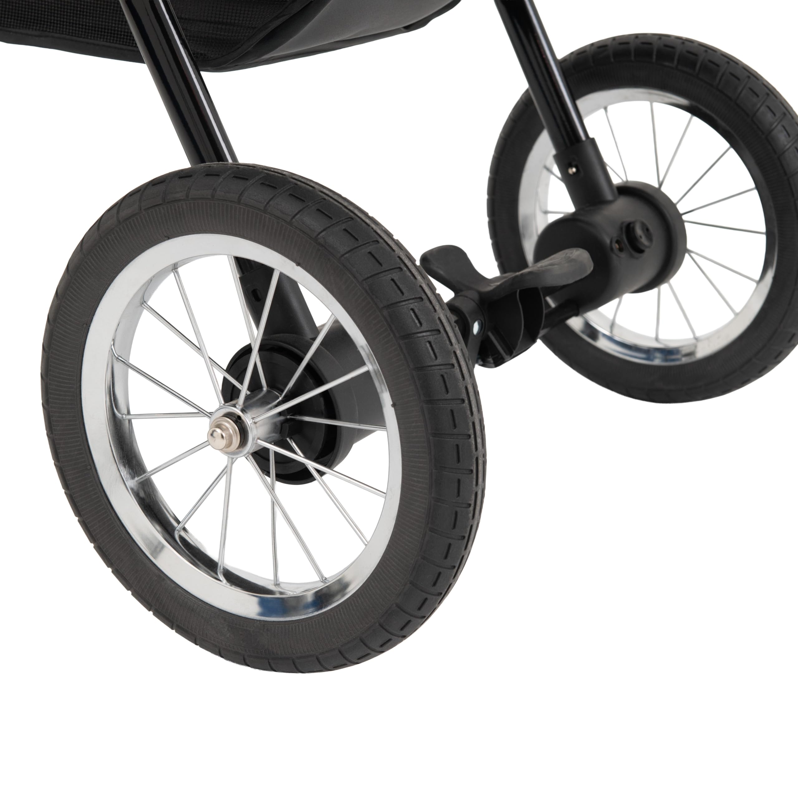 Faltbarer 3 Rad Buggy für Haustiere | Grau | Reise Jogger kleine bis mittelgroße Hunde Katzen bis 22kg | 3 schlauchlose Räder Netzbelüftung Korb Getränkehalter Caddy-Tasche Regenschutz