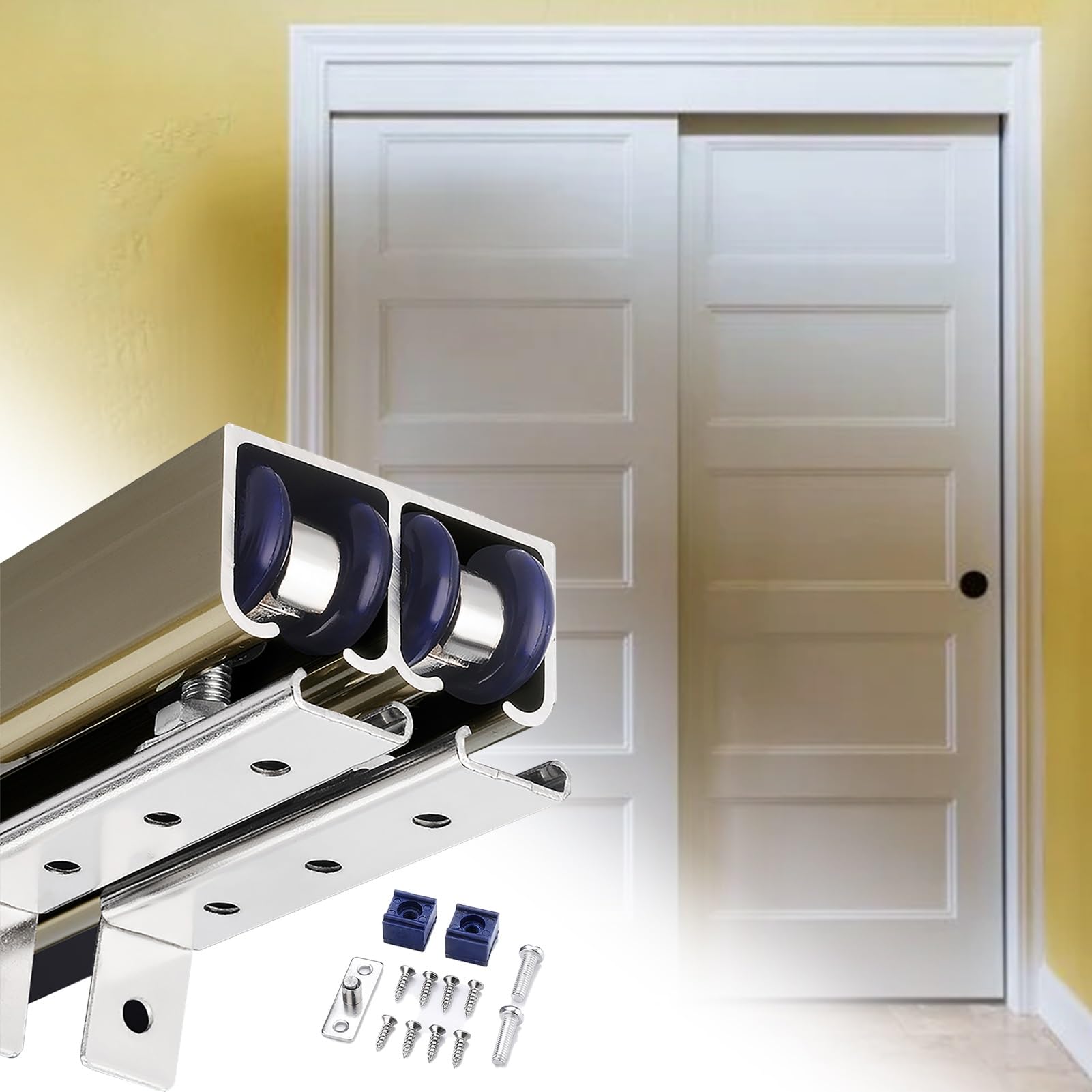 YDHSIKK Glass Sliding Door Track, Aluminum Alloy Sliding Door Track Kit Bypass Door Hardware Multicolor Multiple Sizes(Champagne,3.2m/10.5ft)