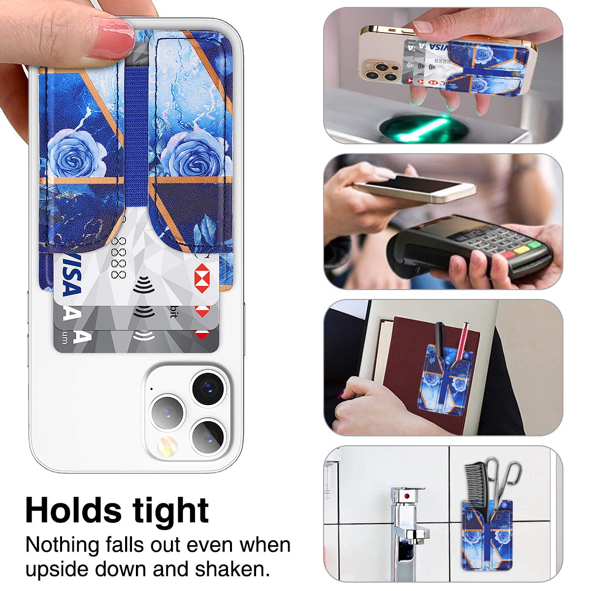 Handy-Kartenhalter Aus Kunstleder, 2 Steckfächer, Selbstklebend – Kompatibel Mit Den Meisten Smartphones, Ca. 6,5x9,5 Cm