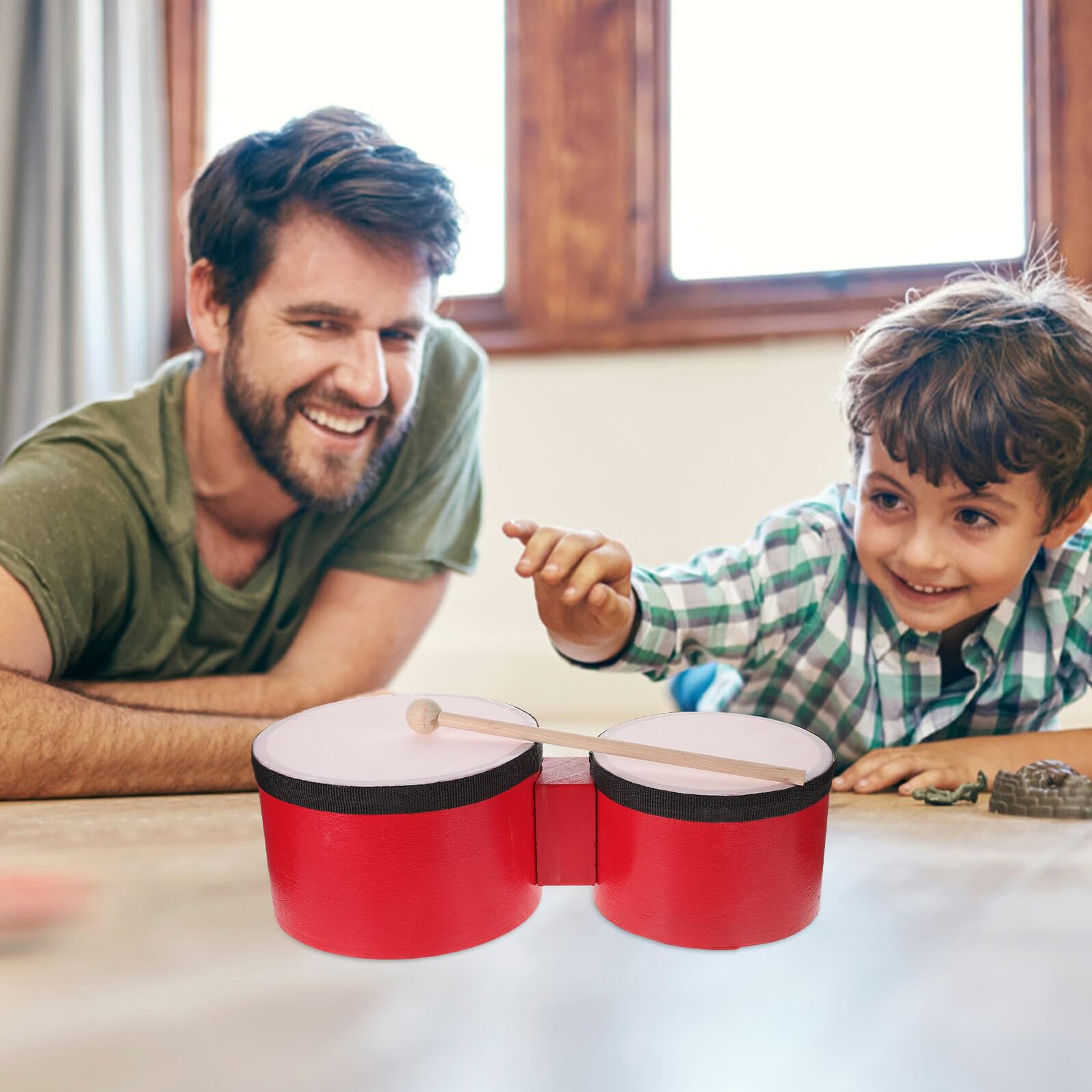 Batteria per Ragazzo Ragazza 8-12 Anni Bongo Tamburi Bonghi Percussione Set Educativo Compatto Leggero Sicuro Strumenti Musicali Giocattolo Didattico