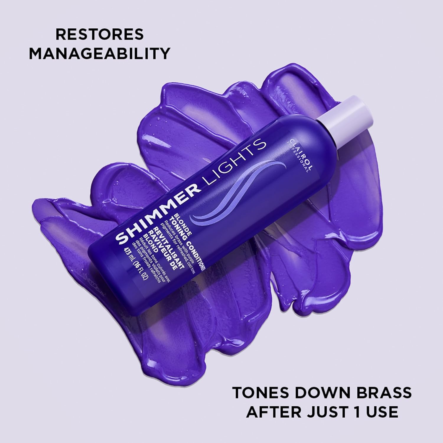 Clairol Professional Shimmer Lights Purple Conditioner | Neutralizes Brass & Yellow Tones | For Blonde, Silver, Gray & Highlighted Hair - Image 4